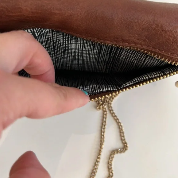 Francesca’s Brown and Gold Envelope Crossbody Bag - Picture 5 of 5